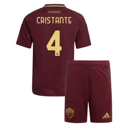 Fotballdrakt Barn AS Roma Bryan Cristante #4 Hjemmedraktsett 2024-25 Kortermet (+ Korte bukser)